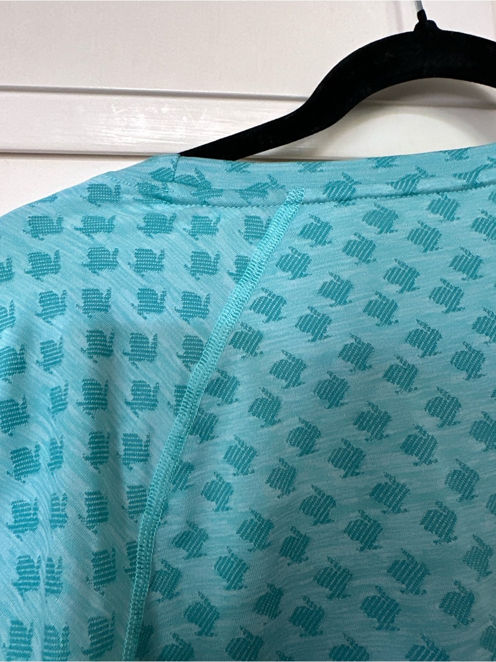 rabbit Performance Long Sleeve Top in Teal with Bunny Print - Picture 5 of 5